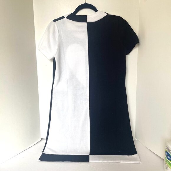 Love Moschino Mini Sweater Dress 8 Black Cotton Logo Black White Heart IT40 - Picture 3 of 9